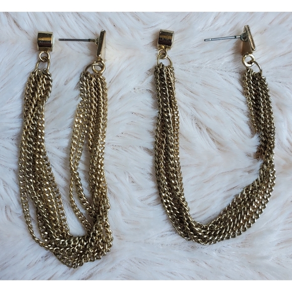 Gold chain dangle earrings - Picture 5 of 15